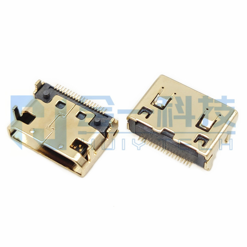 HDMI C TYPE 19P/F 板上 四脚插 7.5柱