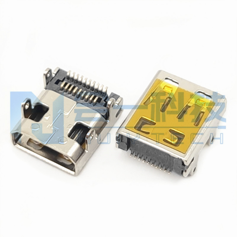 HDMI D TYPE 19PF 板上 双排SMT 四脚插
